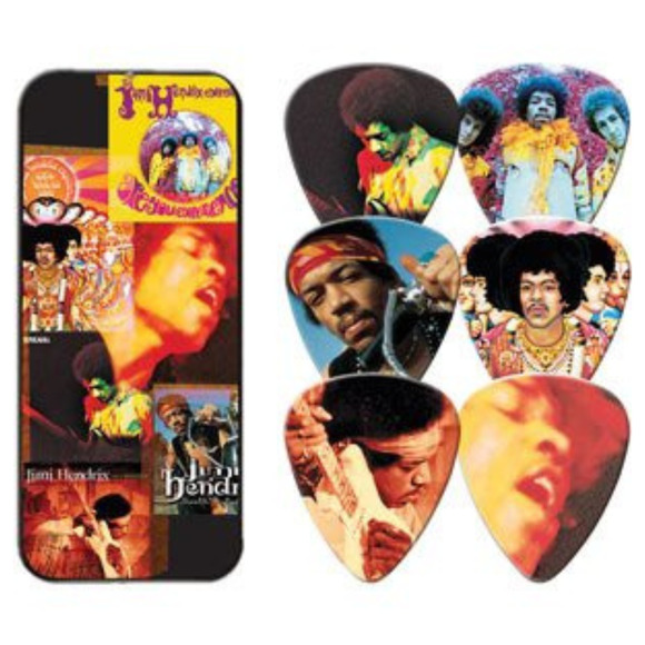 JIMI HENDRIX Frontline Albums 6 Pick Tin Dunlop Collector's Guitar Picks - Picture 1 of 4
